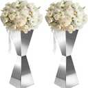 2PCS Stainless Steel Wedding Display Stand - Geometric Centerpiece Column for Table, Aisle & Event Decor, Mirror-Polished for Birthdays, Parties & Receptions
