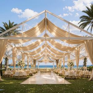 20ftx40ft Champagne Gold Ceiling Curtain for Wedding Parties, 60"W x 480"L