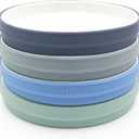 Elk and Friends Kids 7.8” Porcelain White Plates with Silicone Sleeves | Suitable for Babies/Toddlers | Microwave & Dishwasher Safe | Non Slip Dinnerware | Snack Dishes | 4 Pack