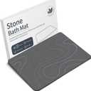 Stone Bath Mat Diatomaceous Earth Shower Mat Non-Slip Super Absorbent Diatomite Stone Bath Mats for Bathroom Floor Quick Drying Natural Easy to Clean (Line2-Grey)