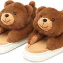 Women's Men's Valentines Slippers Cute Bear Slippers,Fuzzy Animal Indoor House Shoes,Gifts for Valentines Day Birthday,Pillow Cloud Warm Fluffy Slipper with Thick Soled (Brown)