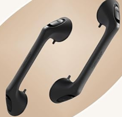 2 Pack 16 Inch Elderly Heavy Duty Shower Handle, Seniors Grab Bars for Bathtubs, Suction Cup Removable Handrails, Safety Bathroom Grip for Handicap (Black)