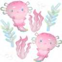 6Pcs Axolotl Balloons/Cute Axolotl Birthday Party Decorations/Aluminum Foil Axolotl Inflatable Balloon for Summer Beach Party Supplies/Animal Protection Theme Activities/Summer Camps/Beach Picnics