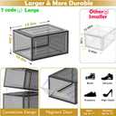 12 Pack Clear Shoe Storage Organizer with Magnetic Door, Stackable Plastic Shoe Boxes for Sneakers, Boots, and Heels, Space-Saving Foldable Shoe Rack for Closet, Durable Shoe Cabinet Organizer, Black