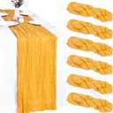 6 Pack Gold Cheesecloth Table Runner 10FT Cheese Cloth Boho Gauze Fabric Table Runner 35 x 120 Inch Rustic Sheer for Holiday Wedding Birthday Baby Shower Party Decoration(Gold)