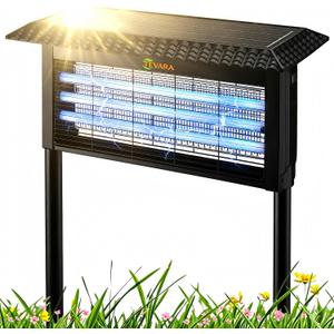 Solar Bug Zapper Outdoor – 4500V Cordless Mosquito Zapper with Rain-Sensing Control, 18W Solar Panel & Smart Light Sensor, 2-in-1 Pathway Lights & Fly Zapper for Patio, Garden, Backyard (Large)