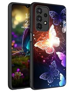 GUAGUA for Samsung Galaxy A23 4G/ 5G Case 6.6" Glow in The Dark Samsung A23 Phone Case Cute Butterfly Noctilucent Luminous Shockproof Protective Samsung Galaxy A23 Case for Women Men Gifts, Black