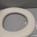 Mayfair Padded Toilet Seat, Cushioned Soft Vinyl over Wood Core Seat, Secure Hinges, Easy Clean, Made in USA, Round, Bone