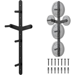 Weight Plate Storage Rack, Wall Mounted Bumper Plate Weight Rack Storage, Space Saving Strength Training Plate Trees for Garage Home Gym Strength Training, Load Up to 700 LBS, 3-Peg, Fit 2" Plates