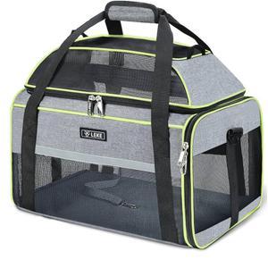 Lekereise Extra Large Pet Carrier with Wheels ‚Äì SoftSided Foldable Rolling Cat Carriers for 2 Small Cats or Medium Large Dog Under 30lbs, Stable & Ventilated Travel Crate for Camping Outdoor, Grey