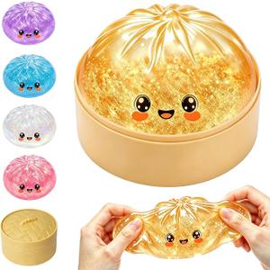 Squishy Toy, Gold Stress Balls Squeeze Toy with Food Steaming Box