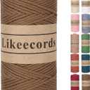 Likeecords 100% Cotton Crochet Bag Cord 2mm 170m Macrame Cord 2mm Crochet Thread Macrame Rope Gift for Knitter (Brown)