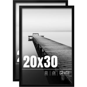 LaVie Home 20x30 Picture Frame 2 Pack, Display Pictures 20 x 30 Poster Frame, 20x30 Black Photo Frame with HD Plexiglass, Display Frame for Vertical or Horizontal, Classic Collection