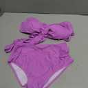 SUUKSESS Women High Waisted Bikini Push Up Wrap Bandage Swimsuits 2 Pieces (S, Purple)