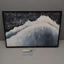 AntExpanse Hand Painted 3D Textured Canvas Wall Art, Framed Black White and Blue Beach Oil Paintings, Abstract Modern Artwork Quartz Sand Wall Painting for Living Room Bedroom Wall Dcor(16x24 inch)