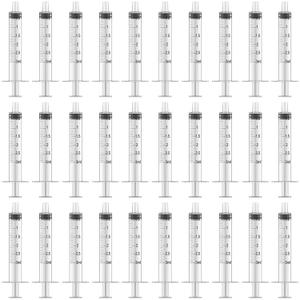 50 Pcs 3ml 3cc Syringe No Needle Plastic Syringe for Pets Oral, Refilling, Oil or Glue Applicator, Measuring or Transfering Tiny Amount of Liquids, Without Cap