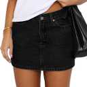 DEICAEVO Womens Denim Skirt Casual Mini Jean Skirt Stretch Low Waist Jean Skirt for Women Zip Fly Denim Mini Skirts Black XS