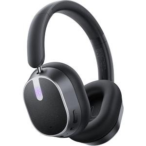 Active Noise Cancelling Headphones,120H Playtime Bluetooth 6.0 Wireless Headphones with Power Display & 6-Mic ENC Calls, 360 Spatial Audio Over Ear Headphones Foldable Headset for Travel Office Game (Black)