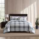 Eddie Bauer - Twin Comforter Set, Reversible Plaid Bedding with Matching Sham, Medium-Weight for Year Round Use, Dorm Essentials (Alder Blue/Grey)