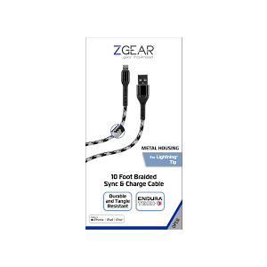 ZGear Metal Housing for USB C  10 Foot  Braided Sync& Charger Cable