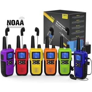 Topsung Walkie Talkies for Adults Long Range Rechargeable with Earpiece NOAA Weather Alert, Multi-purpose 2 Way Radio 6 Pack for Team Work Senior Care Kid Adventure Family Camping Hiking Skiing Cruise