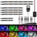 Nilight 8PCS Motorcycle RGB Led Light Kit Waterproof Multi-Color Atmosphere Lights Lamp with 4Key RF Wireless Remote for Harley Davidson Honda Kawasaki Suzuki(TL-42)