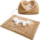 Jiupety Cat Bed for Indoor Self Warming Cat Bed Mat Ultra-Soft Cats Beds Machine Washable Pet Bed,Multifunction Pet Blanket for Small Dogs and Cats Brown,30X23In