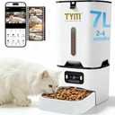 TYM Automatic Cat Feeder with Camera, 5G WiFi Auto Cat Dog Food Dispenser with APP Remote Control, 7L Large Food Storage for Multiple Pets, Scheduled Feeding, Stainless Steel Bowl, Easy Clean, White