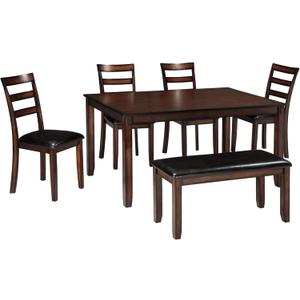 Signature Design by Ashley Coviar 6 Piece Dining Set, Includes Table, 4 Chairs & Bench, Dark Brown