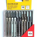 Jigsaw Blades Set with Case 10 Piece T-Shank Assorted Professional Saw Blades for Wood Plastic Metal Cutting