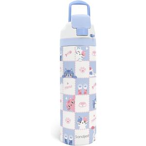 Cat Insulated Stainless Steel Water Bottle with Straw for Sports and Travel 24 Ounces for Women Girls Friends Teens Birthday (Blue)