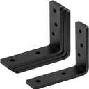 4 PCS 5" Heavy Duty Steel Corner Brace Black Brackets, L 90 Degree Countertop Support Fireplace Mantel Brackets, Thickness 5/16", Max Load 400 lbs