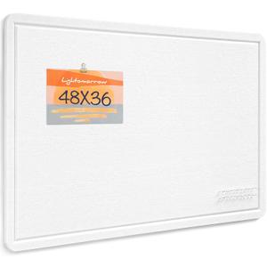 Large Bulletin Board - 48 x 36 Inches, Decorative Felt Pin Board for Wall - 4' x 3' Foldable Photo Display Board with Self-Adhesive Tape, Includes 20 Push Pins - White