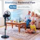 NEWBULIG 17" Pedestal Fan with Remote, 15H Auto Timer, Quiet Standing Fan for Bedroom, Living Room & Office, 3 Speeds, 3 Modes, Adjustable Height & 80 Oscillation