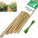 3ft Natural Bamboo Plant Stakes for Tomatoes, Beans, Flowers, Potted, Climbing Plants 30pcs