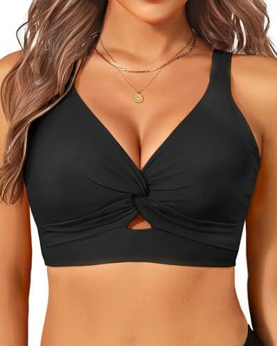 Women's Bikini Top - Supportive Swimsuit for Large Bust - 2025 Cut Out Twist Swim Top M