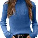 Girls Sweaters Kids Long Sleeve Turtleneck Pullover Jumper Tops (Blue)
