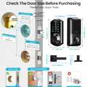 Veise VE07-L Fingerprint App Control Smart Locks with Heavy-Duty Zinc Alloy Handles, Keyless Entry for Front Door, Digital Electronic Touchscreen, Auto Lock, Waterproof, Easy Install, Matte Black