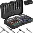 42 in 1 Magnetic Ratchet Screwdriver Set, DIY Ratchet Screwdriver Set, Multi Bit Magnetic Drive Set with Detachable Ratchet Handle, Portable Gray Repair Tool Kit for Furniture, Computer, Bicycle