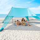 Large Portable Beach Shade- 15X10ft, Easy Setup, UPF50+ Protection, Ultra-Stable, Gull-Wing Beach Tent