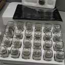 Yangbaga 24Pcs Glass Spice Jars with Labels-4OZ Wood Lid Square Spice Containers with Pepper Grinder Lids &Funnel,Seasoning Jars for Rack Cabinet Drawer