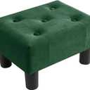 Poofzy Small Foot Stool Ottoman, Velvet Ottoman Foot Rest with Legs, Rectangle Foot Rest for Couch, Footstools and Ottomans Small for Living Room and Entryway (Green)
