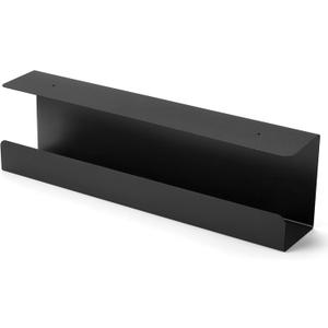 ZhiYo 16.5 Inch Sturdy Under Desk Cable Management Tray, Metal Cable Tray Under Desk, Black Table Management Basket, Wire Hider 1 Pack