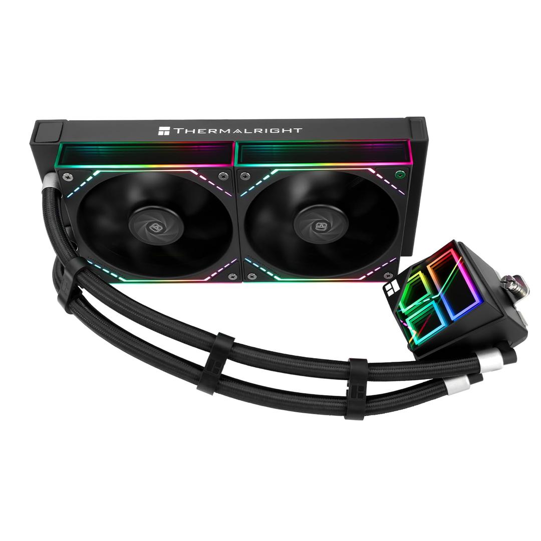 Thermalright Frozen Infinity 240 Black CPU Aio Cooler, TL-M12*2 PWM Fans, Computer CPU Water Cooler, ARGB Infinity Mirror, 240 CPU Liquid Cooling:LGA1851/ 1700/ 1150/ 1151/ 1200/ 2011, PC Water Cooling