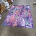 RELEANY Washable Area Rugs 5'x7' Non-Slip Modern Abstract Soft for Living Room Entryway Bedroom Nursery, Print Pattern, Purple Orange Blue Green Rust Red Colorful