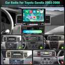 4+64G Upgrade Car Radio for Toyota Corolla 2003 2004 2005 2006 2007 2008 with Carplay Android Auto 10.1" Touch Screen for Corolla Stereo with GPS Navi WiFi GPS BT FM SWC + MIC + Backup Camera
