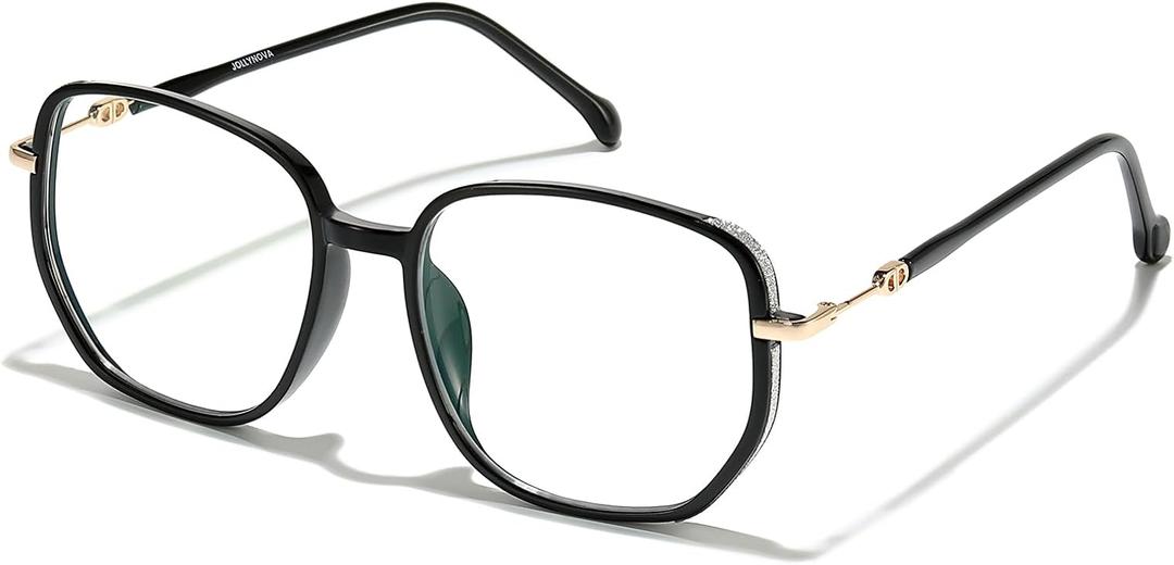 JOLLYNOVA Blue Light Blocking Glasses for Women，Oversized Lightweight TR90 Fashion Computer Eyeglasses
