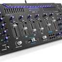 Pyle 6 Channel Mixer DJ Controller with Bluetooth, Professional Sound Digital Mixing System with LED Illumination, Slider Controls, Speed Control, 10 Band Equalizer 5U Rack Mount System - PYD1964B.5