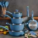 Tramontina Solara 14-Piece Ceramic Non Stick Cookware Set with Lids, Heavy-Gauge Aluminum Pots and Pans Kitchen Set with Nonstick Coating, Dishwasher and Oven Safe (Blue), 23.000 x 15.938 x 12.750