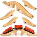 Mototo 2 Pack Wooden Train Track Bridge Wooden Train Accessories Wood Track Bridge Collection Wood Railroad Pieces Expansion Set Addition to Most Railway for Operation Christmas Shoebox Birthday Gift